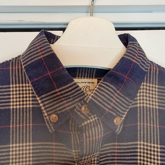 J.CREW‎ Scotch Plaid Flannel Button Down Cotton Shirt Slim Fit Men's Small Navy - Picture 2 of 15